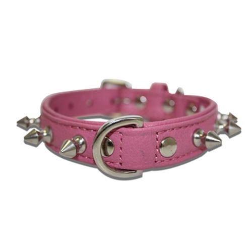 Pink spiked dog collar on sale