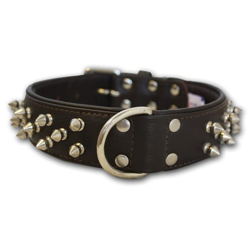 Angel Leather Spiked Dog Collar Amsterdam - Chocolate Brown