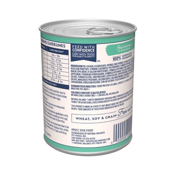 Natural Balance Limited Ingredient Grain Free Wet Dog Food Chicken Sweet Potato Recipe
