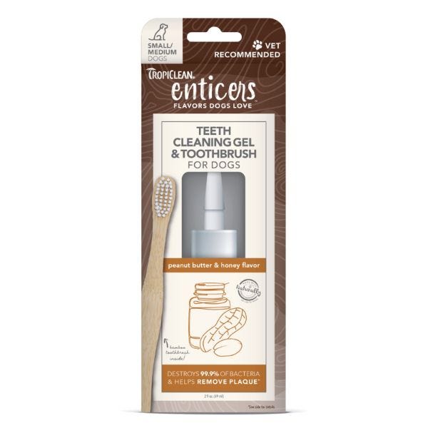 TropiClean Enticers Cleaning Gel Toothbrush for Small Medium