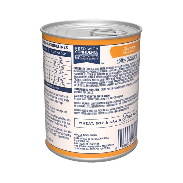 Natural Balance L.I.D. Canned Dog Food Duck Potato Homesalive