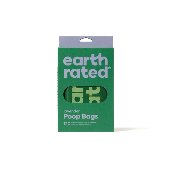 Earth Rated Dog Poo Bags with Handles New Look Easy Tie and Guaranteed Leakproof Lavender Scented 120 Handle Bags