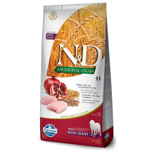 Farmina N D Ancestral Grain Canine Adult Maxi Giant Dog Food Formula Chicken Pomegranate
