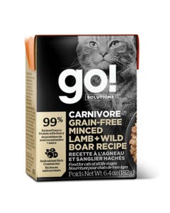 Go! Solutions Carnivore Grain-Free Tetra Packs for Cats - Minced Lamb &amp; Wild Boar Recipe