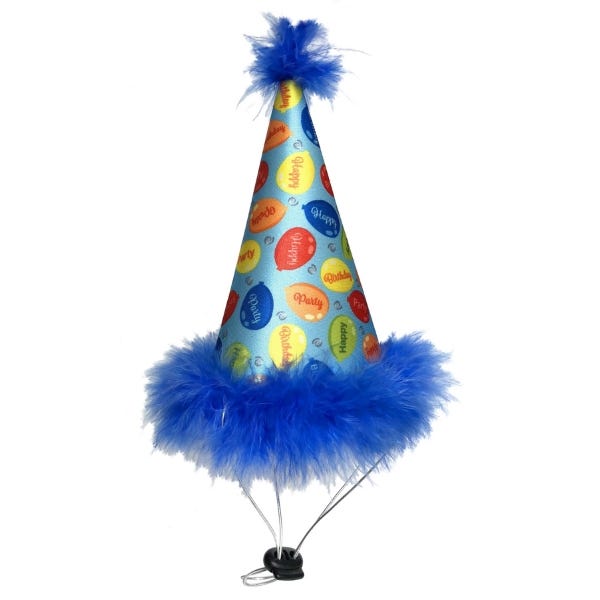 Huxley Kent Party Time Party Hat in Blue for Dogs