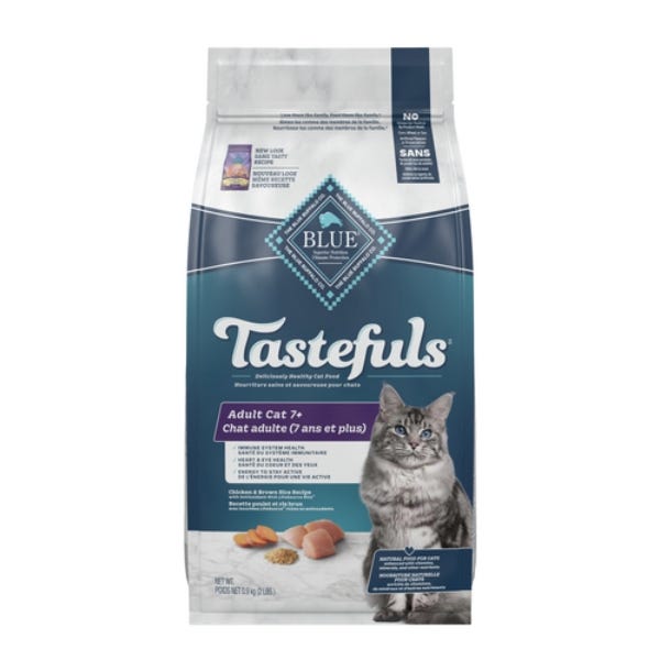 Blue healthy aging mature cat dry food top