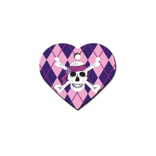 Pet ID Tag Pink Heart with Skull Free Shipping at Homesalive