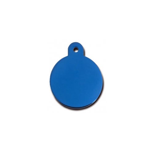 Pet ID Tag Shiny Blue Titanium Circle