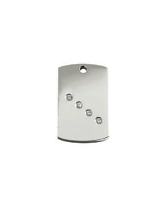 Red Dingo - Diamante Polished Stainless Steel Tag - Rectangle
