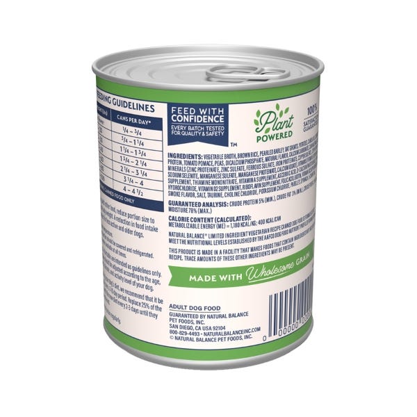 Natural balance vegetarian shop wet dog food