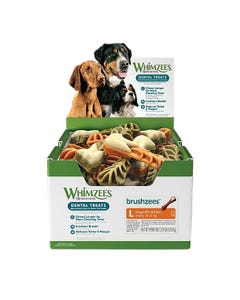 Whimzees Natural Daily Dental Brushzees Dog Treats - Large