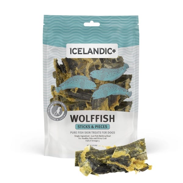 Icelandic Wolffish Skin Chew Pieces Dog Treats