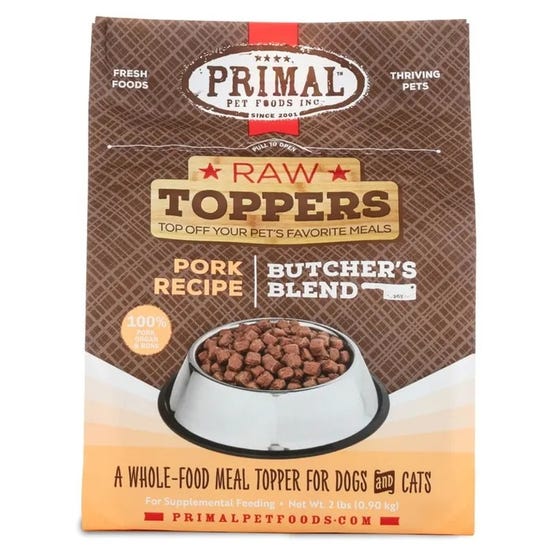 $2.50 OFF Primal Butcher's Blend Raw Toppers for Pets